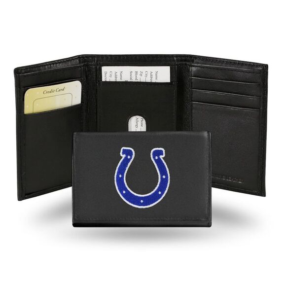 Indianapolis Colts Black Leather Tri-Fold Wallet with Embroidered Team Logo - Picture 1 of 1